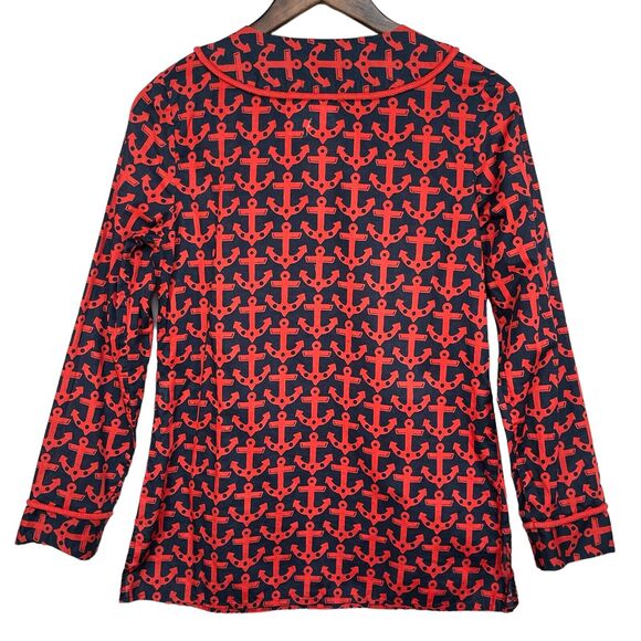Vineyard Vines Top Women Size XS Red/Blue Anchor Print Pullover 100% Cotton - Picture 6 of 11